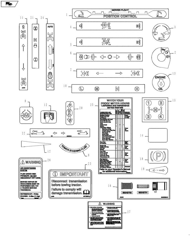 Схема запчастей Case IH FARMALL 40 - (08.13) - DECALS, OPERATING (08) - SHEET METAL