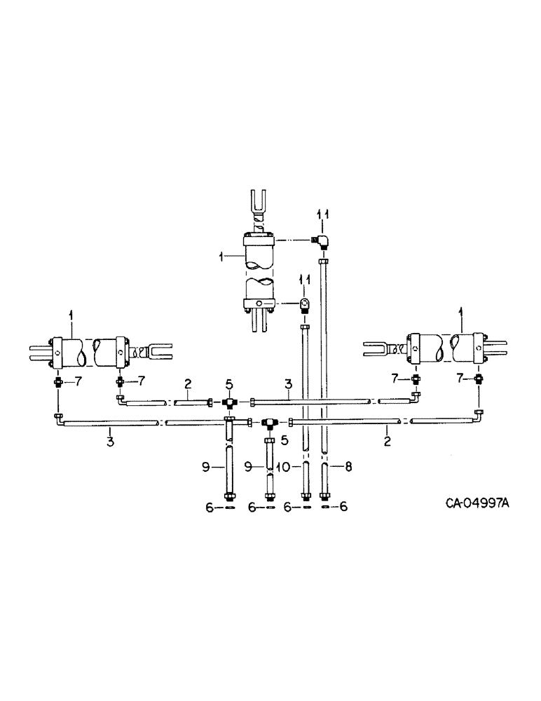 Схема запчастей Case IH 315 - (A-23[A]) - HYDRAULIC CYLINDER AND CONNECTIONS UNIT D AND E MACHINES BUILT 1976 TO 1977 