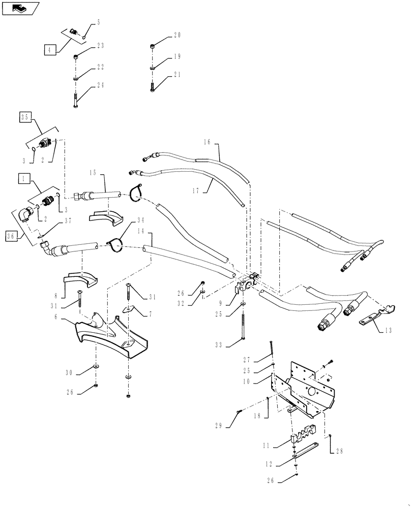 Схема запчастей Case IH STEIGER 600 - (35.220.01[01]) - REMOTE HYDRAULIC HOSES - WHEELED (35) - HYDRAULIC SYSTEMS