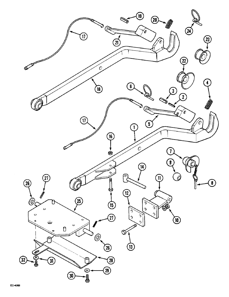 Схема запчастей Case IH 2130 - (9-124) - LOWER LINKS - THREE POINT HITCH (09) - CHASSIS/ATTACHMENTS