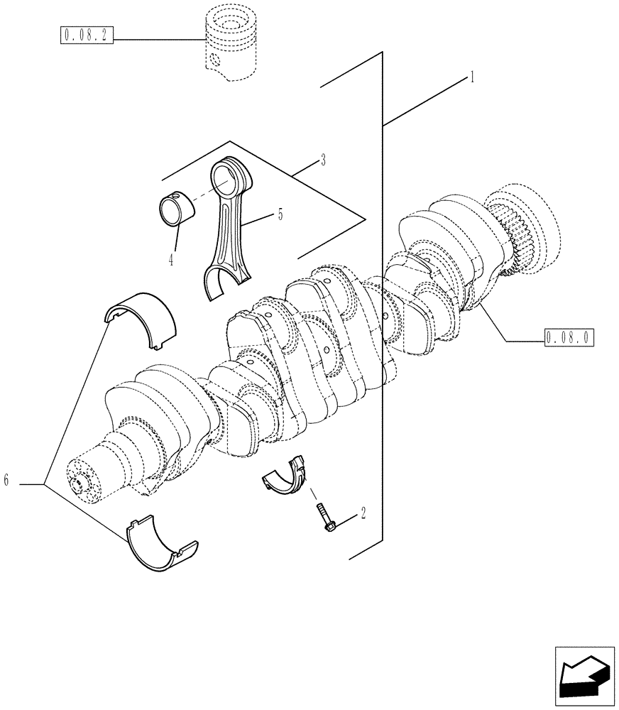 Схема запчастей Case IH P170 - (0.08.1[01]) - CONNECTING ROD (02) - ENGINE