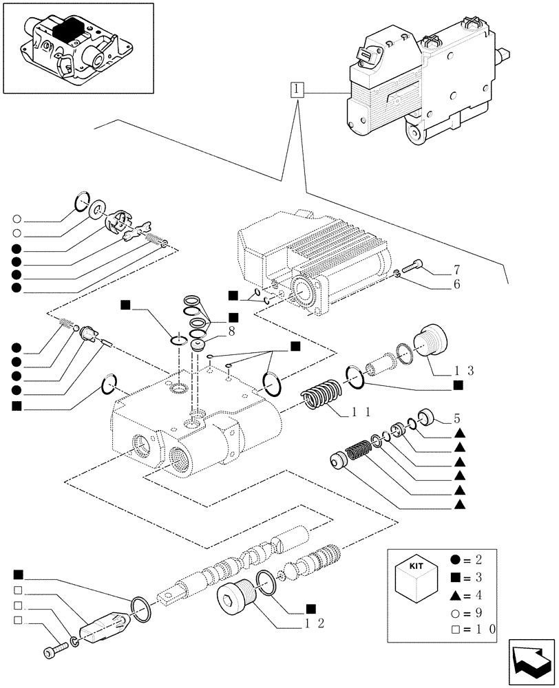 Схема запчастей Case IH MXU125 - (1.82.7/ O) - ELECTRONIC CONTROL VALVE - COMPONENT PARTS (07) - HYDRAULIC SYSTEM