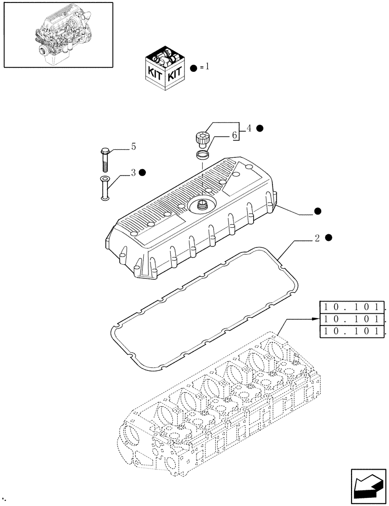 Схема запчастей Case IH 8120 - (10.101.03[02]) - HEAD COVER - 8120/8120(LA) (10) - ENGINE