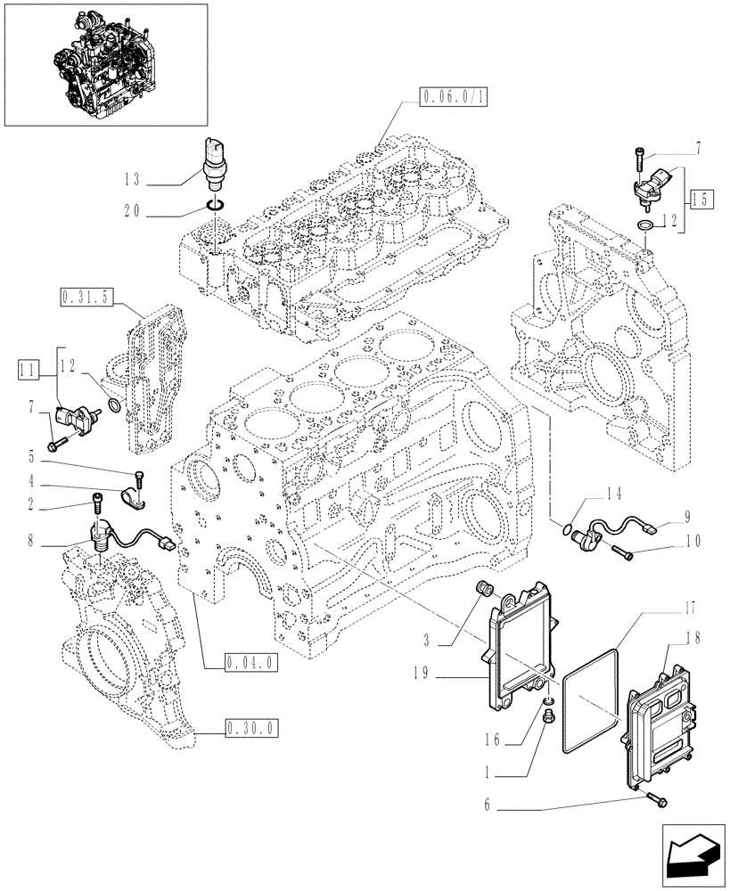 Схема запчастей Case IH MXU125 - (0.41.0) - ELECTRONIC INJECTION (01) - ENGINE