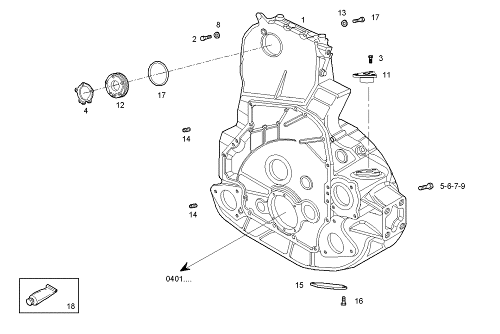 Схема запчастей Case IH F3AE0684N E907 - (0432.034) - REAR C.CASE COVER 