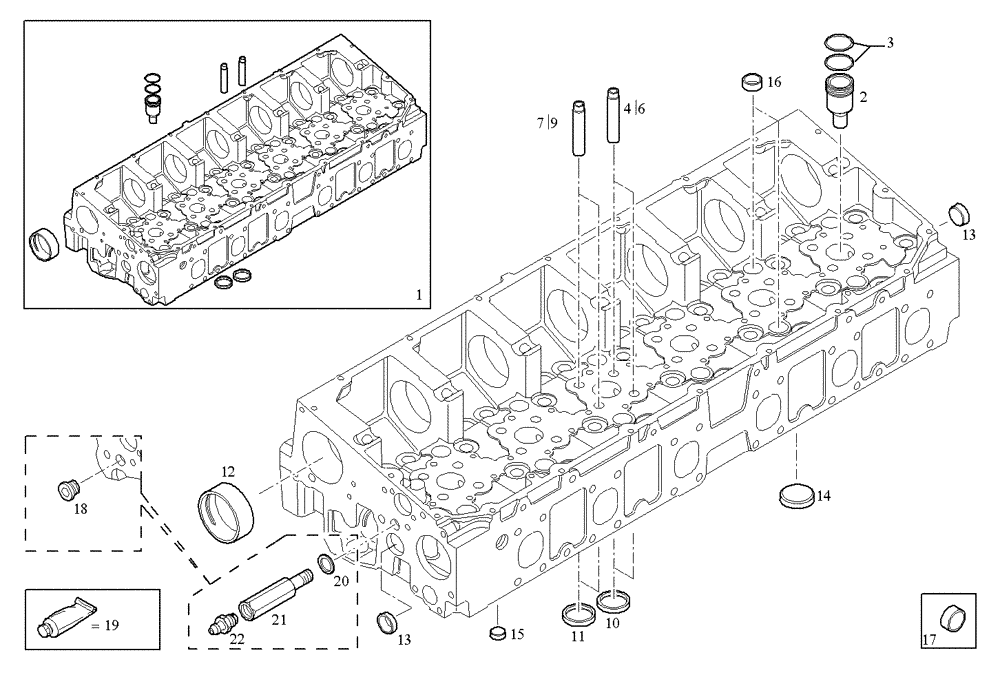 Схема запчастей Case IH F2CE9684M E006 - (0610.013) - CYLINDER HEAD 