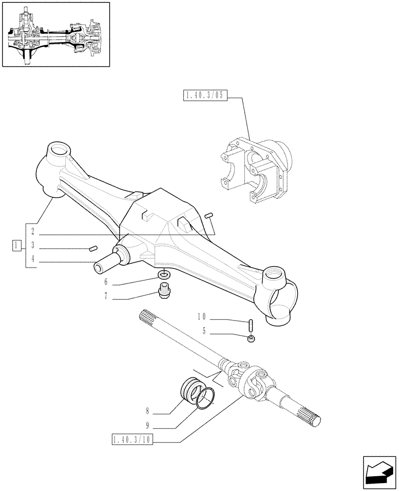 Схема запчастей Case IH JX95 - (1.40.2/01) - VAR - 539, 335539 - FRONT AXLE BOX (04) - FRONT AXLE & STEERING