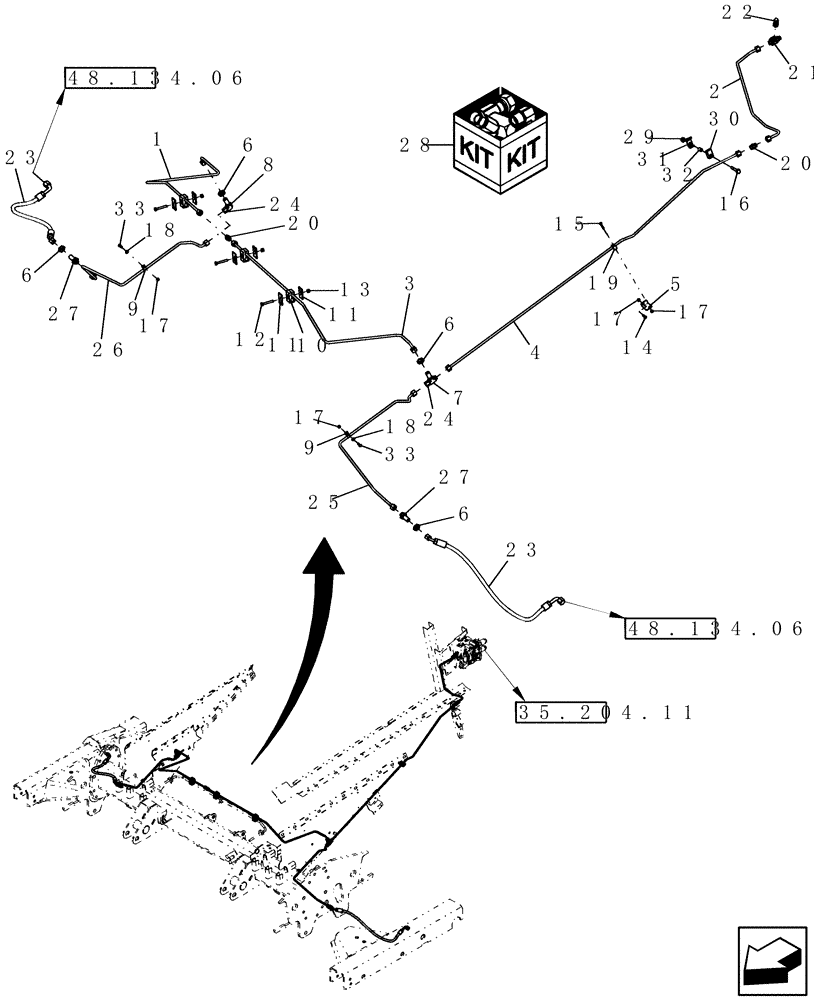 Схема запчастей Case IH 8010 - (48.134.03) - TRACK TENSIONING HYDRAULIC PLUMBING - NA ONLY - 8010 (48) - TRACKS & TRACK SUSPENSION