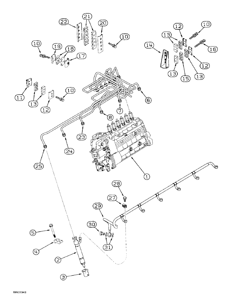 Схема запчастей Case IH 9330 - (3-002) - FUEL INJECTION SYSTEM, 6TA-830 ENGINE, 9330 TRACTOR ONLY, PRIOR TO S/N JEE0036501 (03) - FUEL SYSTEM