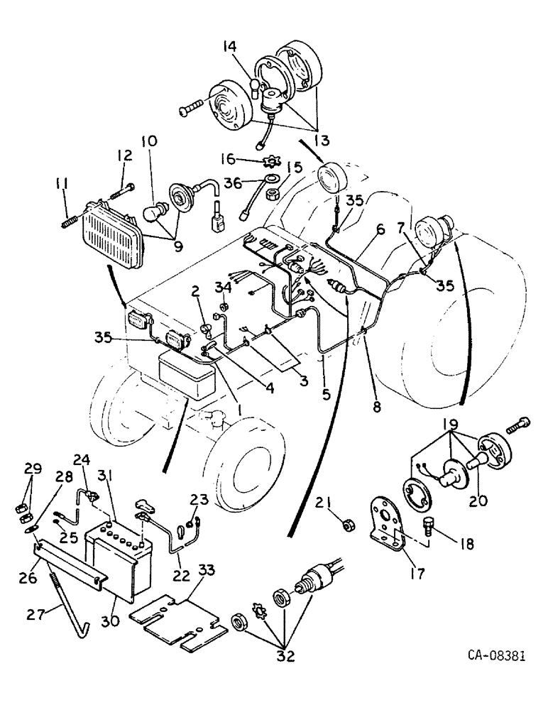 Схема запчастей Case IH 244 - (08-04) - ELECTRICAL, ELECTRICAL WIRING AND BATTERY, 244 AND 254 (06) - ELECTRICAL