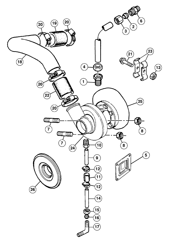 Схема запчастей Case IH C60 - (02-15) - TURBOCHARGER AND CONNECTIONS, C60 (02) - ENGINE