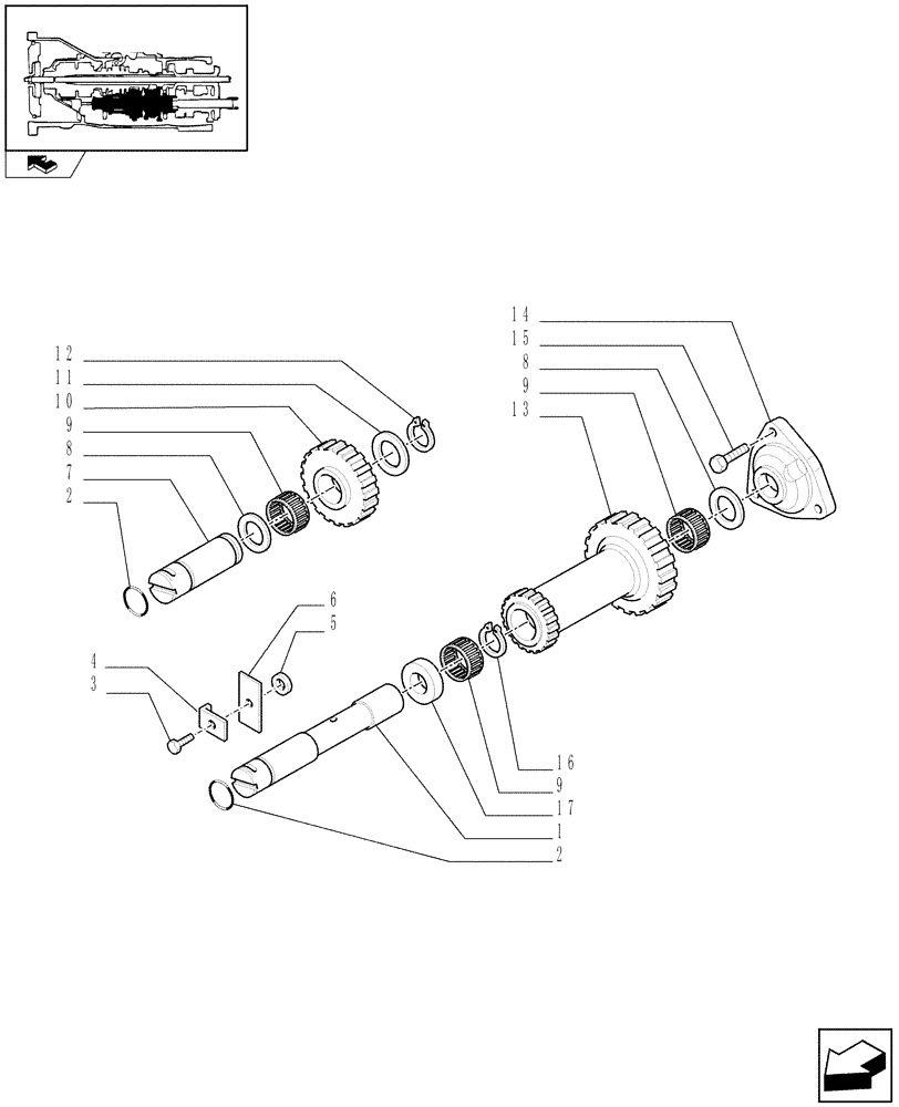 Схема запчастей Case IH FARMALL 90 - (1.28.1[04]) - GEARBOX GEARINGS - DRIVING GEARS AND SPACERS (03) - TRANSMISSION