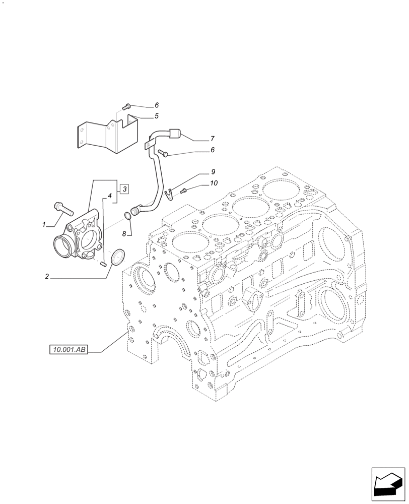 Схема запчастей Case IH FARMALL 120A - (10.400.AE) - COOLING SYSTEM LINE - ENGINE (10) - ENGINE