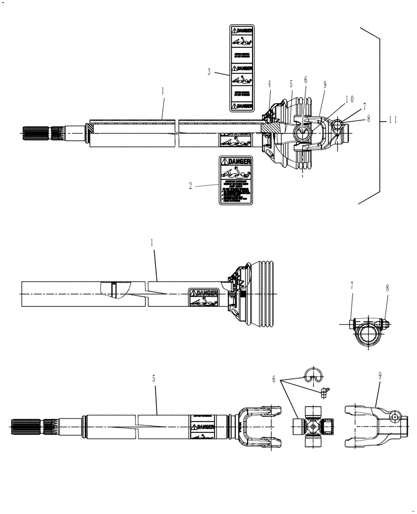 Схема запчастей Case IH DC102F - (01.06[03]) - SECONDARY PTO FROM PIN YBNO89824 (01) - PTO DRIVE SHAFT