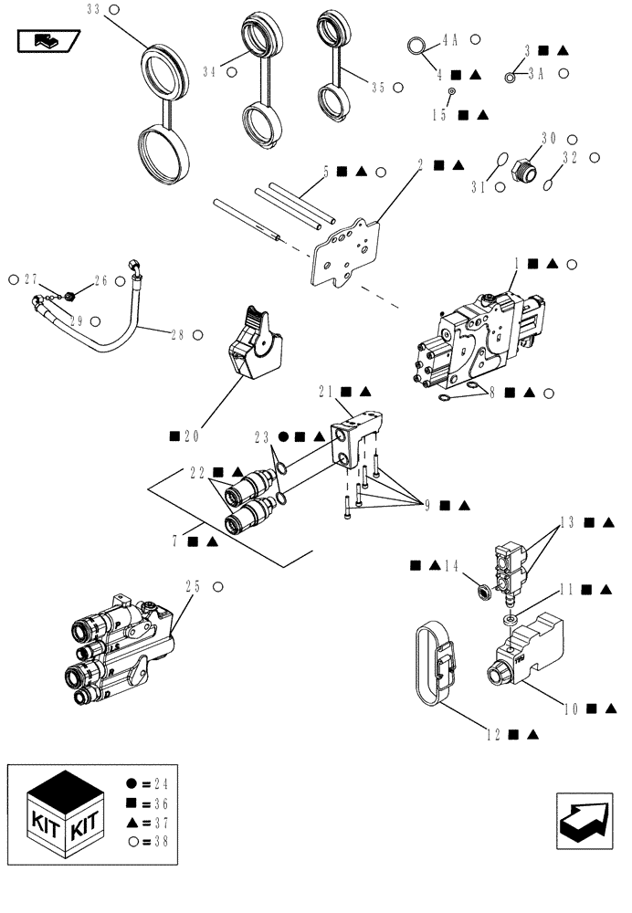 Схема запчастей Case IH MAGNUM 190 - (35.204.23[05]) - REMOTE HYDRAULIC VALVE STACK, DIA KITS (APR 19 2012 8:27AM) (35) - HYDRAULIC SYSTEMS