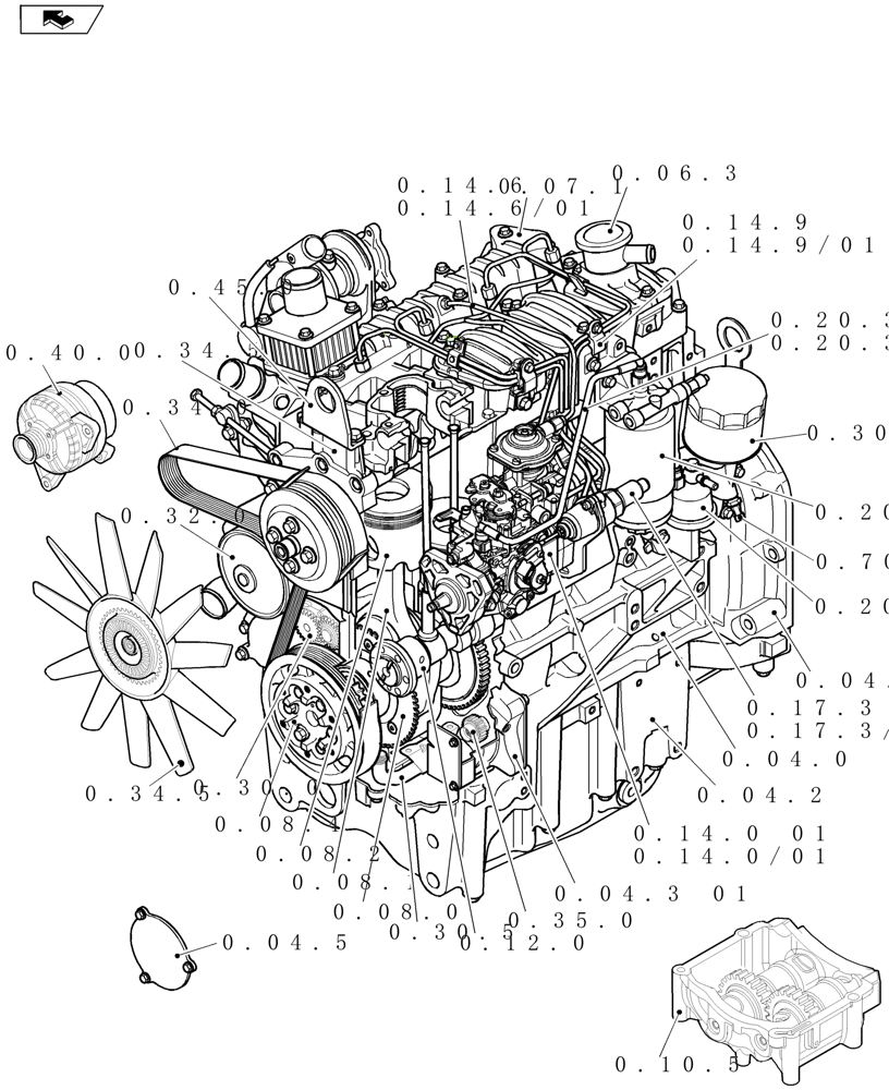 Схема запчастей Case IH FARMALL 65C - (SEC. 01[01]) - ENGINE (00) - GENERAL