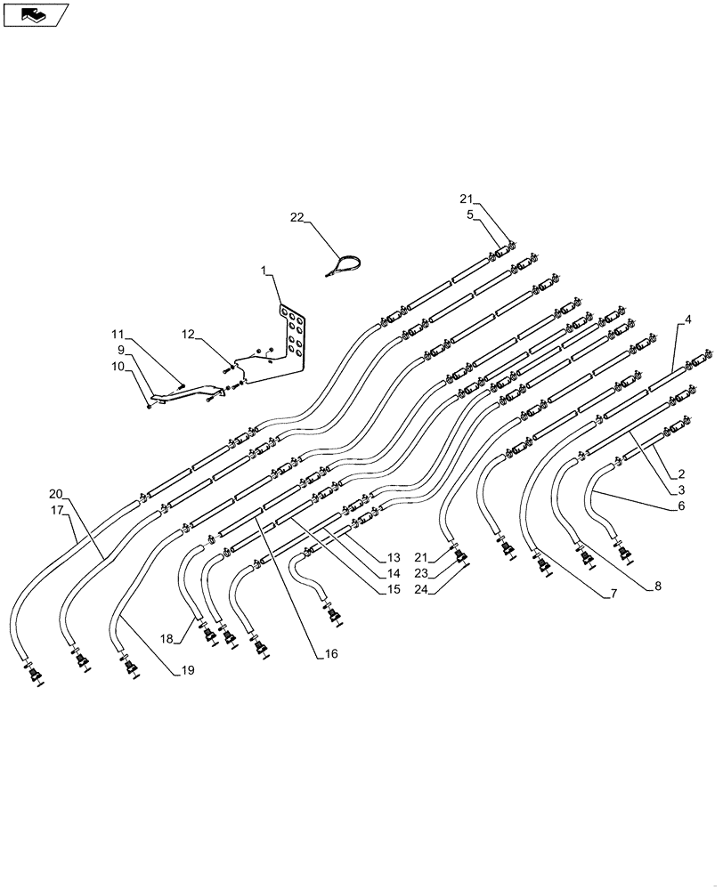 Схема запчастей Case IH 1260 - (80.150.13[02]) - BULK FILL - HOSES LT WING 66, MODEL YEAR 2011 (80) - CROP STORAGE/UNLOADING