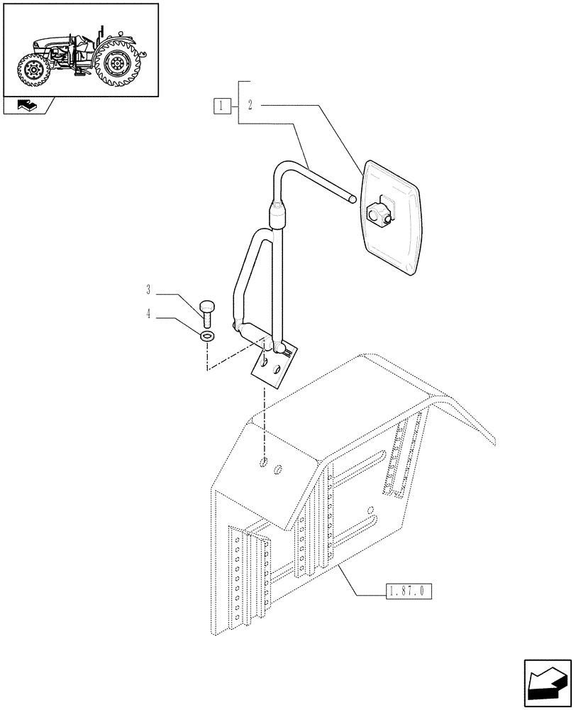 Схема запчастей Case IH FARMALL 95U - (1.93.6/03) - REAR VIEW MIRROR - L/CAB (VAR.330878) (10) - OPERATORS PLATFORM/CAB