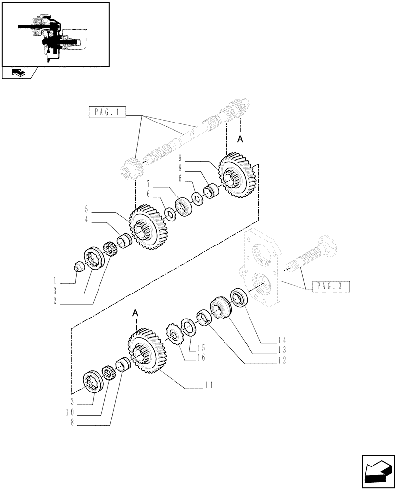 Схема запчастей Case IH FARMALL 65C - (1.80.1/03[02]) - POWER TAKE-OFF (540-540E-1000 RPM) WITH GROUND SPEED - SHAFTS AND GEARS (VAR.330817-331817) (07) - HYDRAULIC SYSTEM