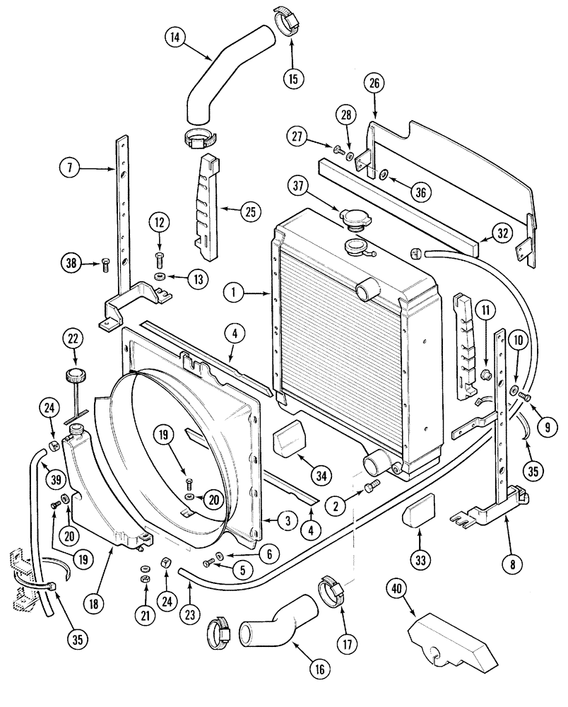 Схема запчастей Case IH 5220 - (2-02) - RADIATOR AND CONNECTIONS (02) - ENGINE