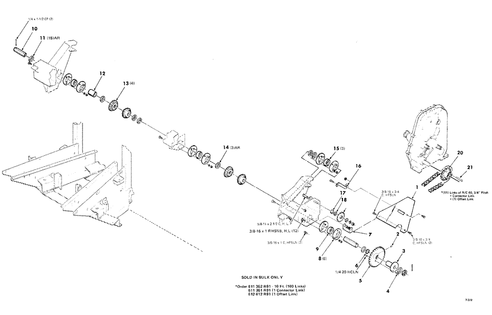 Схема запчастей Case IH TWO ROW - (013) - DRIVE ASSEMBLY - 38" ROW 