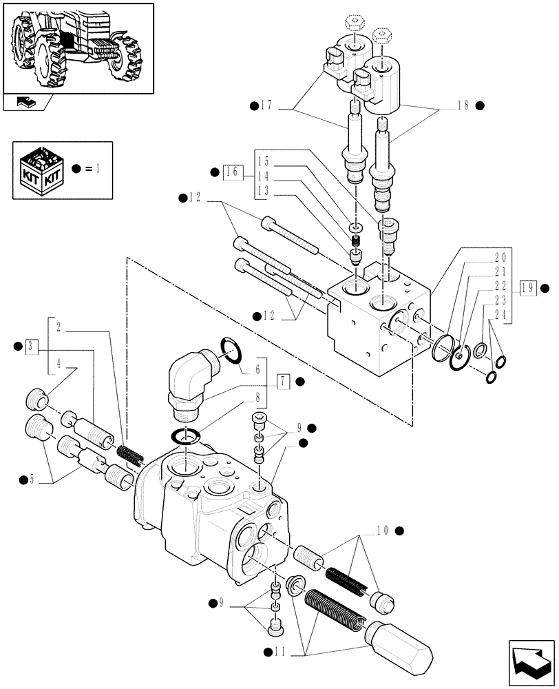 Схема запчастей Case IH PUMA 195 - (1.32.8/01A) - PRIORITY VALVE AND PIPES - BREAKDOWN (03) - TRANSMISSION