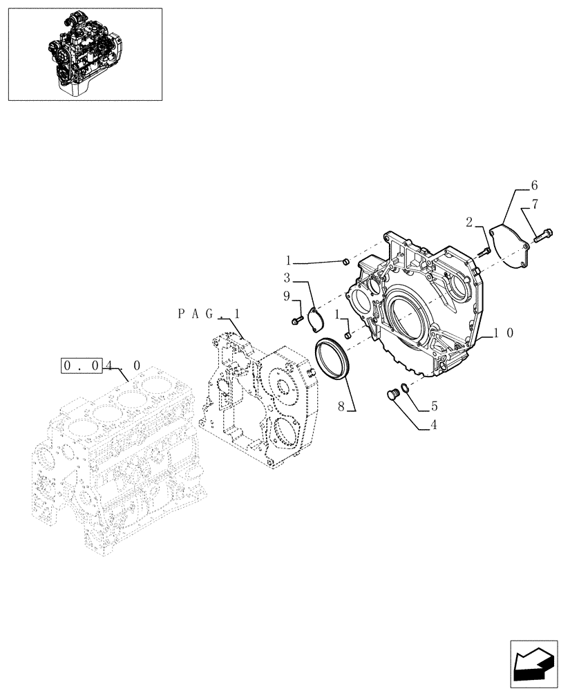 Схема запчастей Case IH F4BE0484C D601 - (0.04.3[03]) - CRANKCASE COVERS 