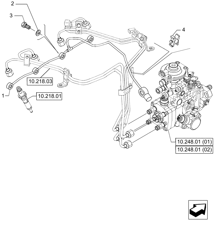 Схема запчастей Case IH P70 - (10.218.04) - INJECTION EQUIPMENT - PIPING (10) - ENGINE