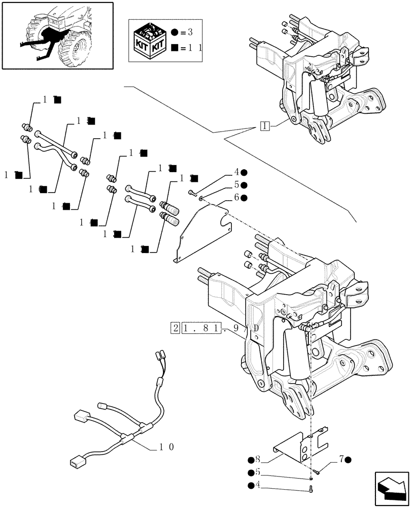 Схема запчастей Case IH PUMA 210 - (1.81.9/02A) - FRONT HPL - BREAKDOWN (07) - HYDRAULIC SYSTEM