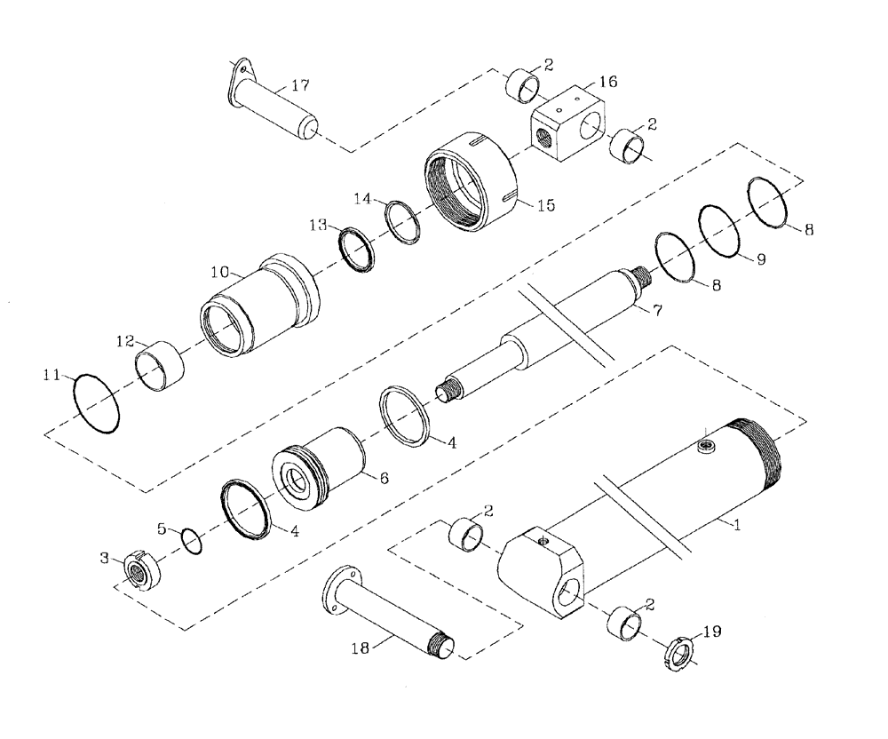 Схема запчастей Case IH AUSTOFT - (B01-01) - HYDRAULIC CYLINDER (SINGLE BIN LIFT) Hydraulic Components & Circuits