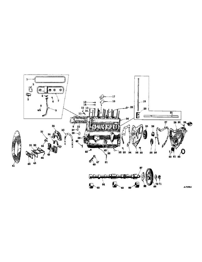 Схема запчастей Case IH FARMALL MD - (014) - CARBURETED ENGINE, CRANKCASE, FRONT COVER, REAR ENGINE SUPPORT, CAMSHAFT AND RELATED PARTS (01) - ENGINE