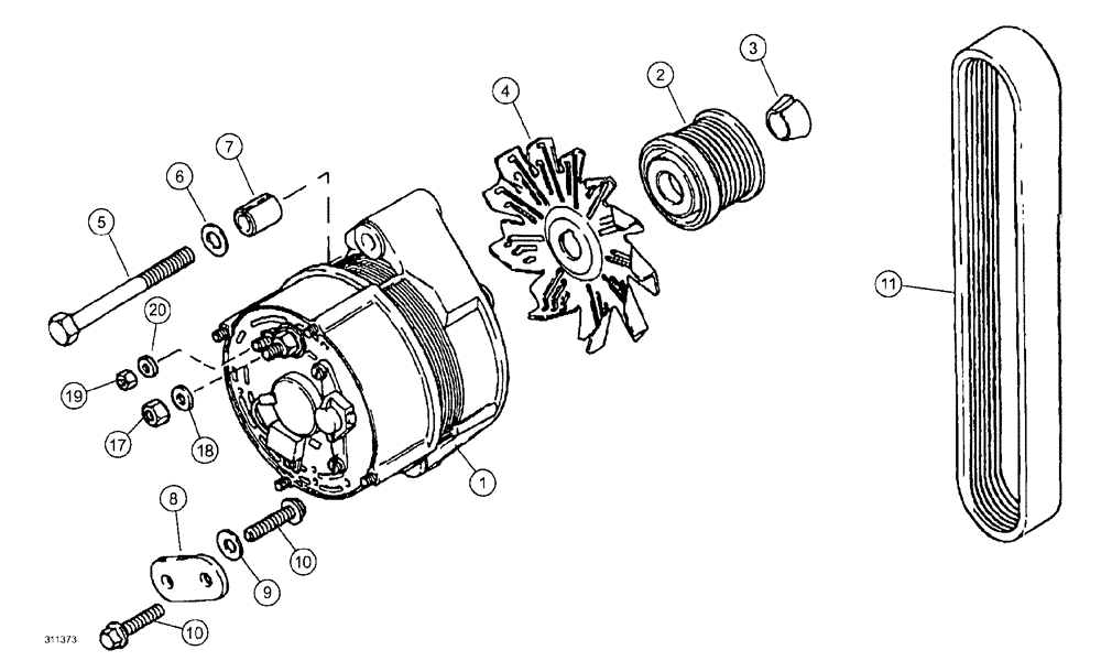 Схема запчастей Case IH SPX3185 - (03-069) - ENGINE - ALTERNATOR PACKAGE (01) - ENGINE