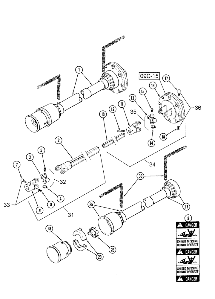 Схема запчастей Case IH 1010 - (09C-13) - DRIVE SHAFT 22.5, 25.0 AND 30.0 FOOT HEADER - BSN JJC0304999 (09) - CHASSIS/ATTACHMENTS