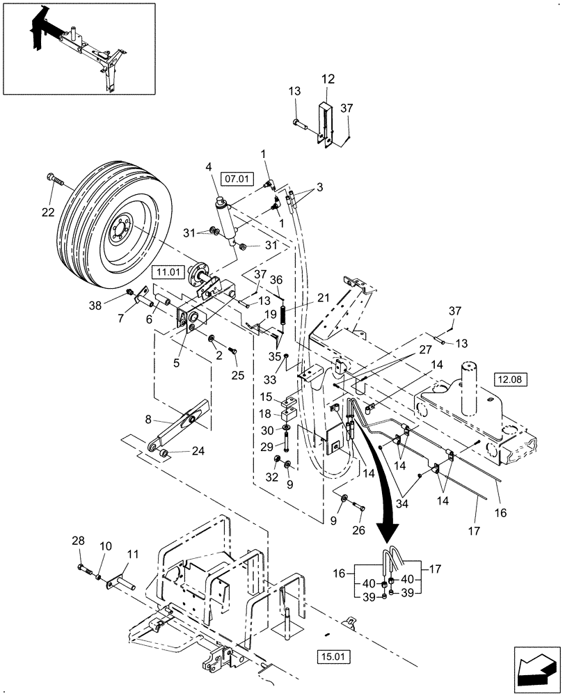 Схема запчастей Case IH DC162F - (12.09) - TRAILFRAME, RH (12) - MAIN FRAME