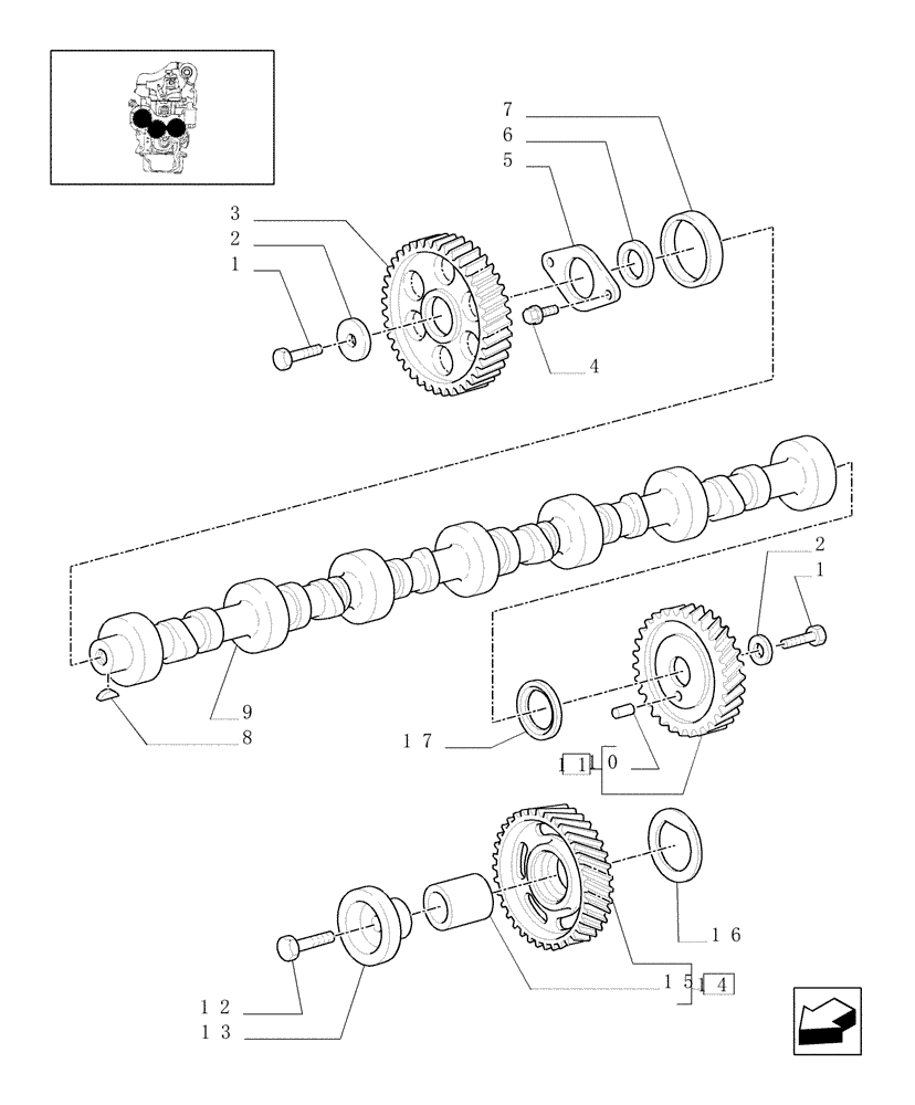 Схема запчастей Case IH MXM120 - (0.12.0) - CAM DRIVE GEARS (01) - ENGINE