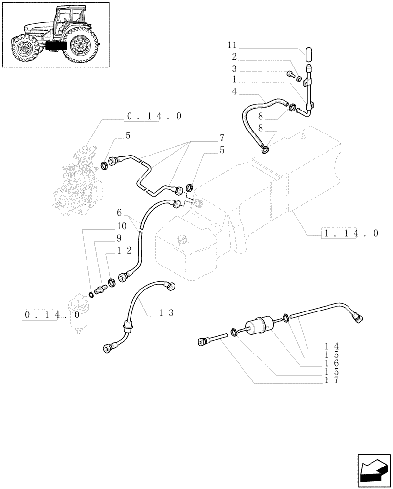 Схема запчастей Case IH MXM140 - (1.14.6[01]) - FUEL LINES - C5398 (02) - ENGINE EQUIPMENT