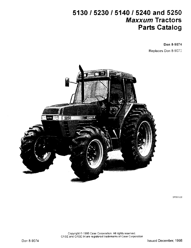 Схема запчастей Case IH 5130 - (0-001) - 5130/5230/5140/5240 AND 5250 MAXXUM TRACTORS (00) - PICTORIAL INDEX