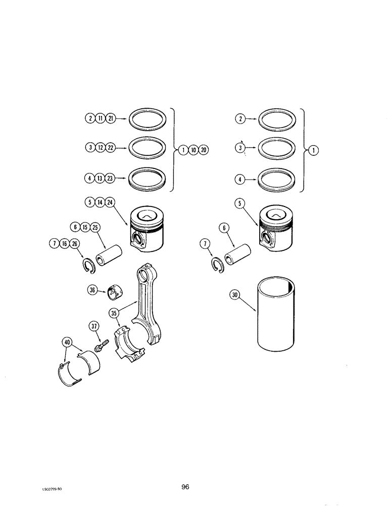 Схема запчастей Case IH 4390 - (096) - PISTONS, 4-390 ENGINE 