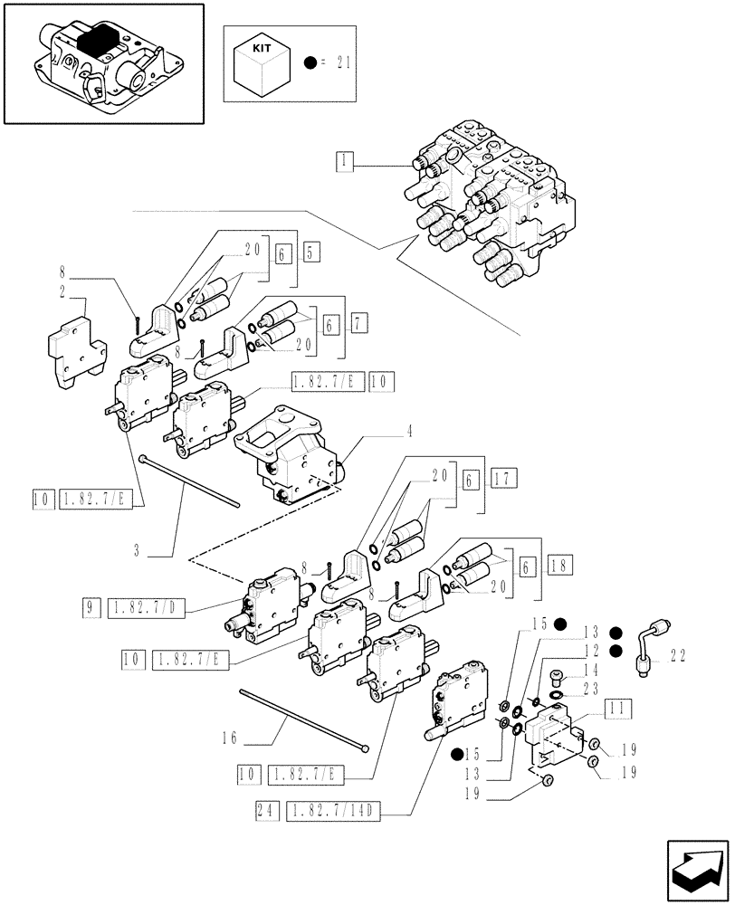 Схема запчастей Case IH MXM190 - (1.82.7/02[04]) - 4-CONTROL VALVE UNIT - D5504 (07) - HYDRAULIC SYSTEM