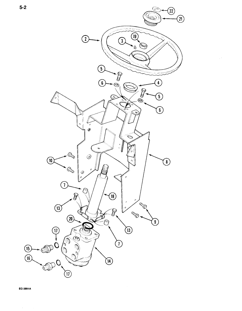 Схема запчастей Case IH 995 - (5-02) - STEERING WHEEL, SUPPORT AND VALVE, TRACTOR WITHOUT CAB (05) - STEERING