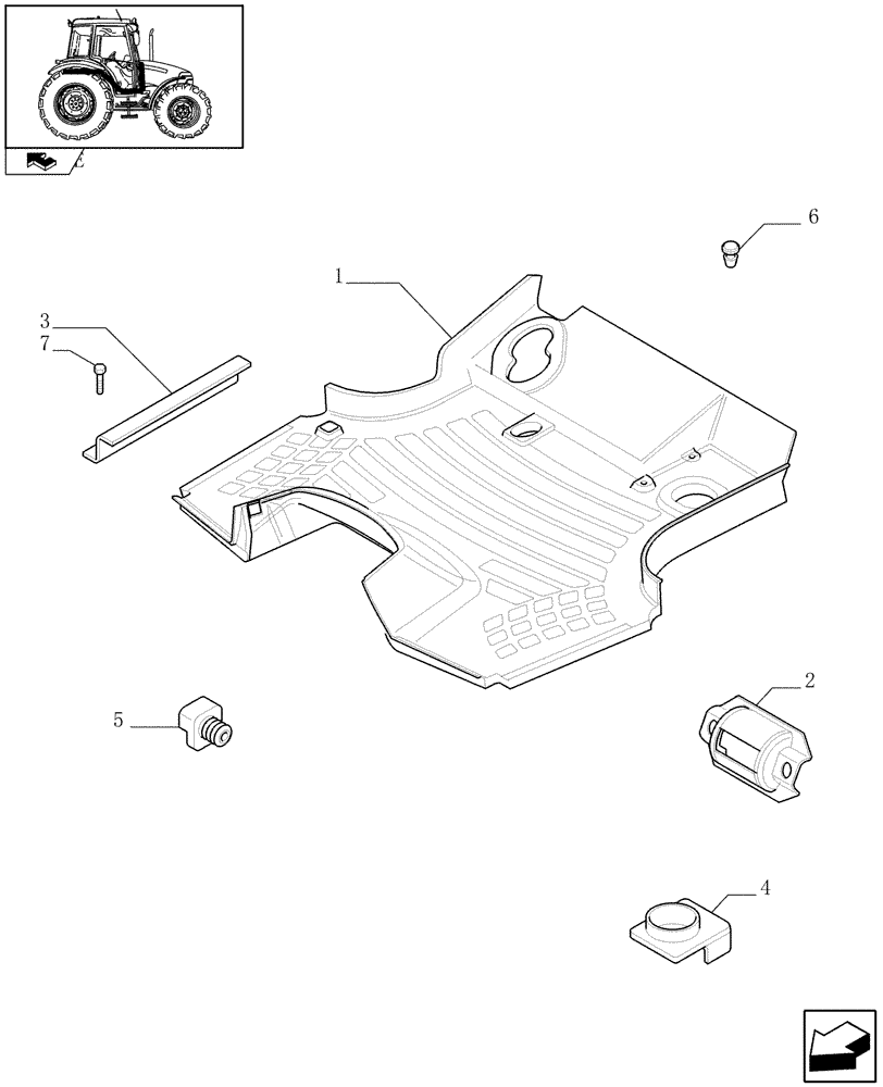 Схема запчастей Case IH FARMALL 95 - (1.92.87[05]) - MUDGUARDS AND FOOTBOARDS - W/CAB (10) - OPERATORS PLATFORM/CAB