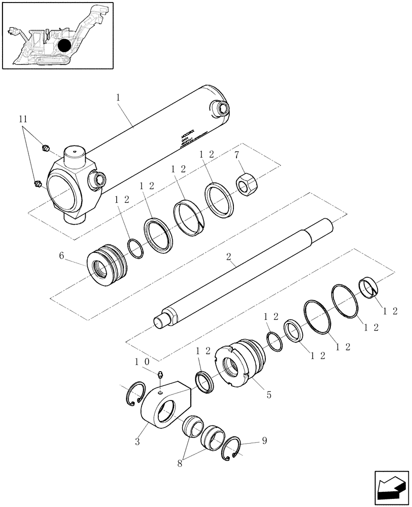 Схема запчастей Case IH A4000 - (B02.06[01]) - HYDRAULIC CYLINDER (ELEVATOR SLEW) Hydraulic Components & Circuits