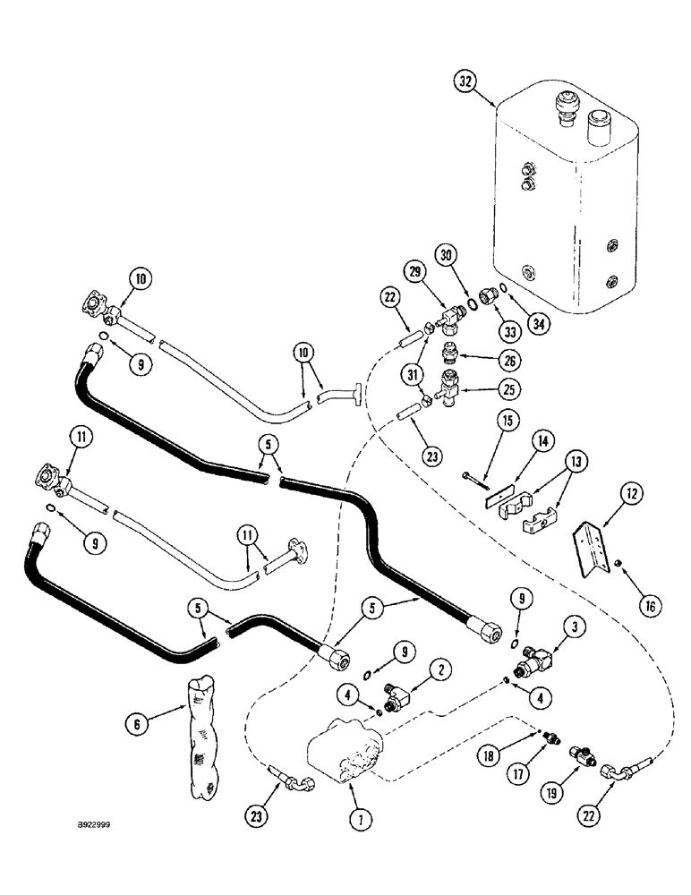 Схема запчастей Case IH 1644 - (5-28) - SELECTOR VALVE HYDRAULIC SYSTEM, POWER GUIDE AXLE (04) - STEERING