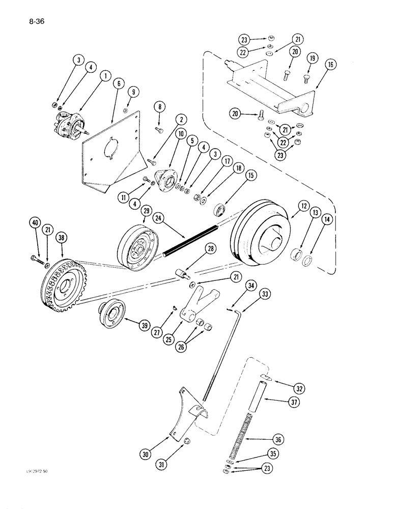 Схема запчастей Case IH 1640 - (8-036) - HEADER LIFT PUMP, MOUNTING AND DRIVE, SERIAL NO. JJC0097103 THROUGH SERIAL NO. JJC0097189 (07) - HYDRAULICS