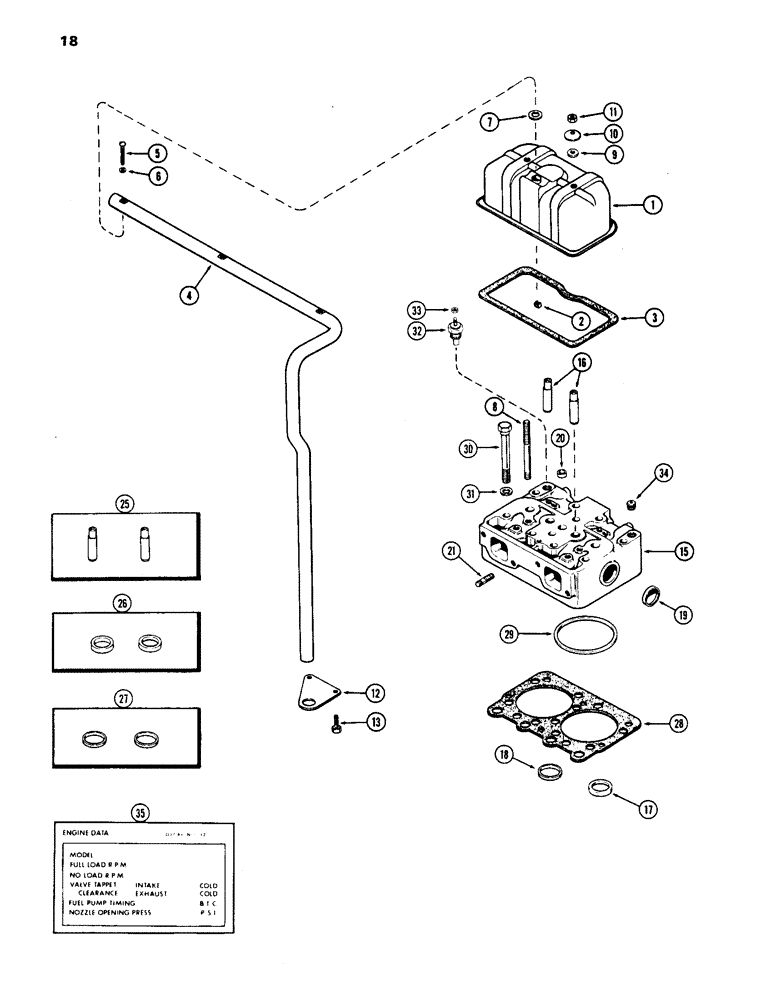 Схема запчастей Case IH 1170 - (018) - CYLINDER HEAD AND COVER, (451B) DIESEL ENGINE (02) - ENGINE