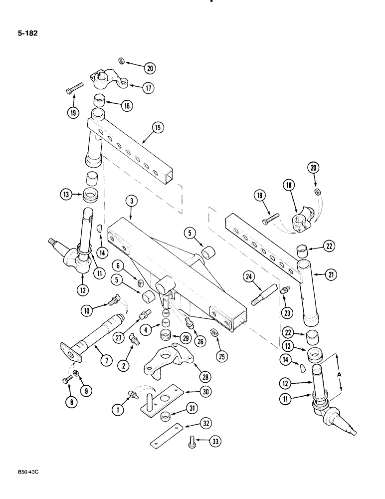 Схема запчастей Case IH 885 - (5-182) - ADJUSTABLE FRONT AXLE, STRAIGHT (05) - STEERING