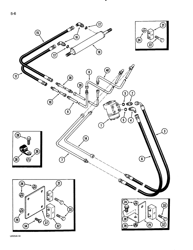 Схема запчастей Case IH 1620 - (5-06) - POWER STEERING SYSTEM, PUMP TO CYLINDER (04) - STEERING