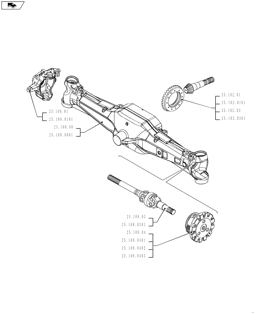 Схема запчастей Case IH PUMA 230 - (25.000.00[02]) - PICTORIAL INDEX - FRONT MECHANICAL DRIVE (25) - FRONT AXLE SYSTEM