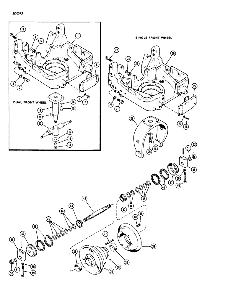 Схема запчастей Case IH 430 - (200) - DUAL FRONT WHEEL SUPPORT (05) - STEERING