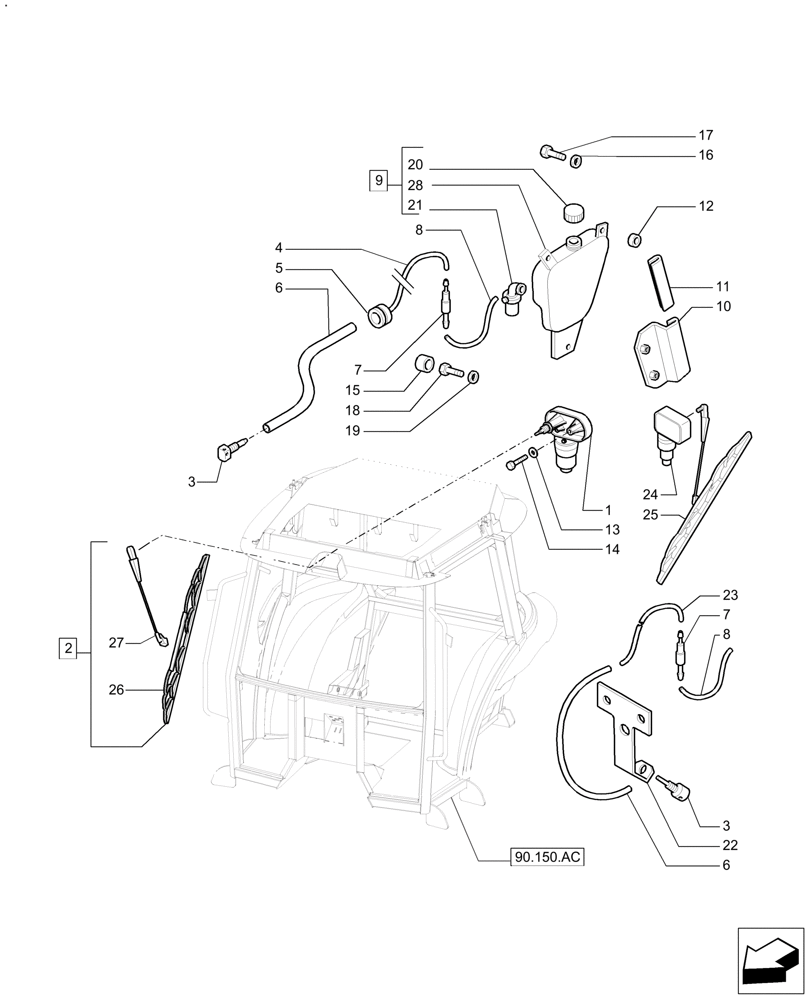 Схема запчастей Case IH FARMALL 140A - (55.518.AI) - WINDSHIELD WIPER, FRONT & REAR (55) - ELECTRICAL SYSTEMS